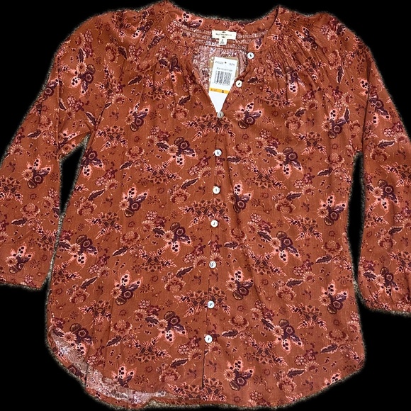 Mason & Belle, Rust Floral Blouse, NWT, Size: S - Picture 5 of 7